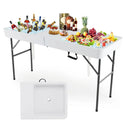 5 FT Folding Ice Cooler Table with Double Sinks for Camping Party Picnic Wedding-White by LJGDeals
