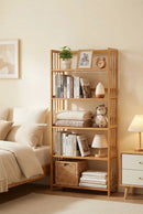 Tall Bamboo Bookshelf – Adjustable Shelves, Narrow Freestanding Storage Rack by 2Dropme