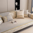 Non-Slip Couch Cover with Gold Trim, Sofa Slipcover for Sectional & Loveseat by Slipcover KAS™