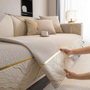 Non-Slip Couch Cover with Gold Trim, Sofa Slipcover for Sectional & Loveseat by Slipcover KAS™