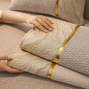 Non-Slip Couch Cover with Gold Trim, Sofa Slipcover for Sectional & Loveseat by Slipcover KAS™