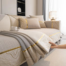 Non-Slip Couch Cover with Gold Trim, Sofa Slipcover for Sectional & Loveseat by Slipcover KAS™