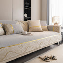Non-Slip Couch Cover with Gold Trim, Sofa Slipcover for Sectional & Loveseat by Slipcover KAS™