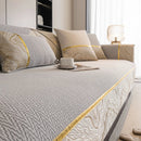 Non-Slip Couch Cover with Gold Trim, Sofa Slipcover for Sectional & Loveseat by Slipcover KAS™