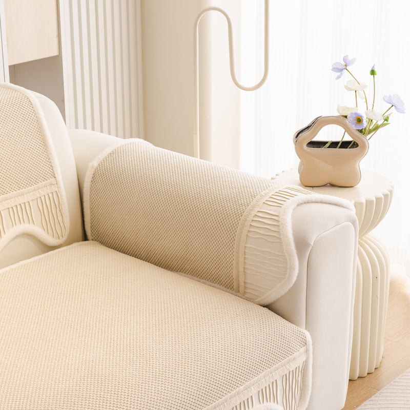 Dog Washable Sofa Protector Cover, Non-Slip Couch Slipcover with Soft Furry Trim