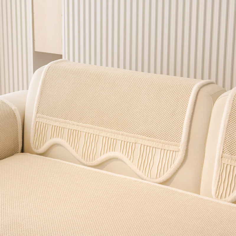 Dog Washable Sofa Protector Cover, Non-Slip Couch Slipcover with Soft Furry Trim