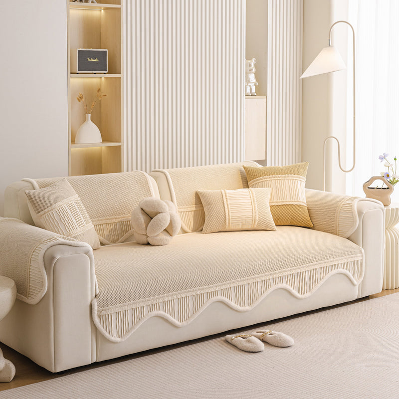 Dog Washable Sofa Protector Cover, Non-Slip Couch Slipcover with Soft Furry Trim