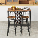 5 Pieces Bar Table and Stools Set with Wine Rack and Glass Holder-Rustic Brown by LJGDeals