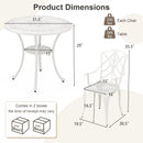 5 Piece Patio Cast Aluminum Dining Table Chair Set Bistro Set with Umbrella Hole-White by LJGDeals