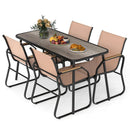 5 Pieces Patio Dining Set with Rectangular Table and Fabric Chairs-Brown by LJGDeals