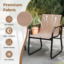 5 Pieces Patio Dining Set with Rectangular Table and Fabric Chairs-Brown by LJGDeals