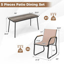 5 Pieces Patio Dining Set with Rectangular Table and Fabric Chairs-Brown by LJGDeals