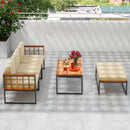 5 Pieces Patio Furniture Set Acacia Wood Sectional Set with Heavy-Duty Metal Frame-Beige by LJGDeals
