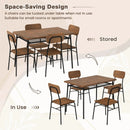 5-Piece Table Set for 4 with Metal Frame and Storage Rack-Brown by LJGDeals