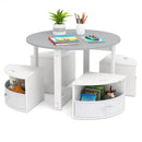 5 Piece Toddler Round Nesting Table with 4 Storage Stools for Activity by LJGDeals