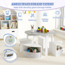 5 Piece Toddler Round Nesting Table with 4 Storage Stools for Activity