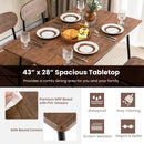 5 Piece Dining Table Set Rectangular with Backrest and Metal Legs for Breakfast Nook-Rustic Brown by LJGDeals