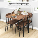 5 Piece Dining Table Set Rectangular with Backrest and Metal Legs for Breakfast Nook-Rustic Brown by LJGDeals