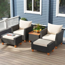 5 Pieces Patio Furniture Set with Loveseat and Armchairs for Porch-White by LJGDeals
