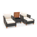 5 Pieces Patio Furniture Set with Loveseat and Armchairs for Porch-White by LJGDeals