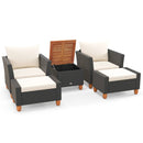 5 Pieces Patio Furniture Set with Loveseat and Armchairs for Porch-White by LJGDeals
