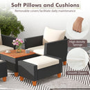 5 Pieces Patio Furniture Set with Loveseat and Armchairs for Porch-White by DirectDeals