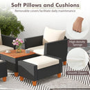5 Pieces Patio Furniture Set with Loveseat and Armchairs for Porch-White by LJGDeals