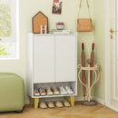 5-Tier Shoe Cabinet with Faux Marble Countertop and Flat Tilting Shelves-White by LJGDeals