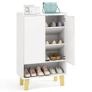 5-Tier Shoe Cabinet with Faux Marble Countertop and Flat Tilting Shelves-White by LJGDeals
