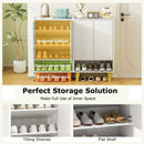 5-Tier Shoe Cabinet with Faux Marble Countertop and Flat Tilting Shelves-White by LJGDeals