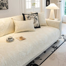 Baroque Floral Quilted Cotton Sofa Cover, Non-Slip Washable Couch Protector