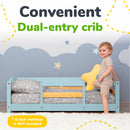 Crib Size Wooden Floor Bed Frame with Rails for Toddlers Age 1–3