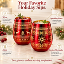 Crystal Christmas Tree Wine & Water Glasses - Set of 2