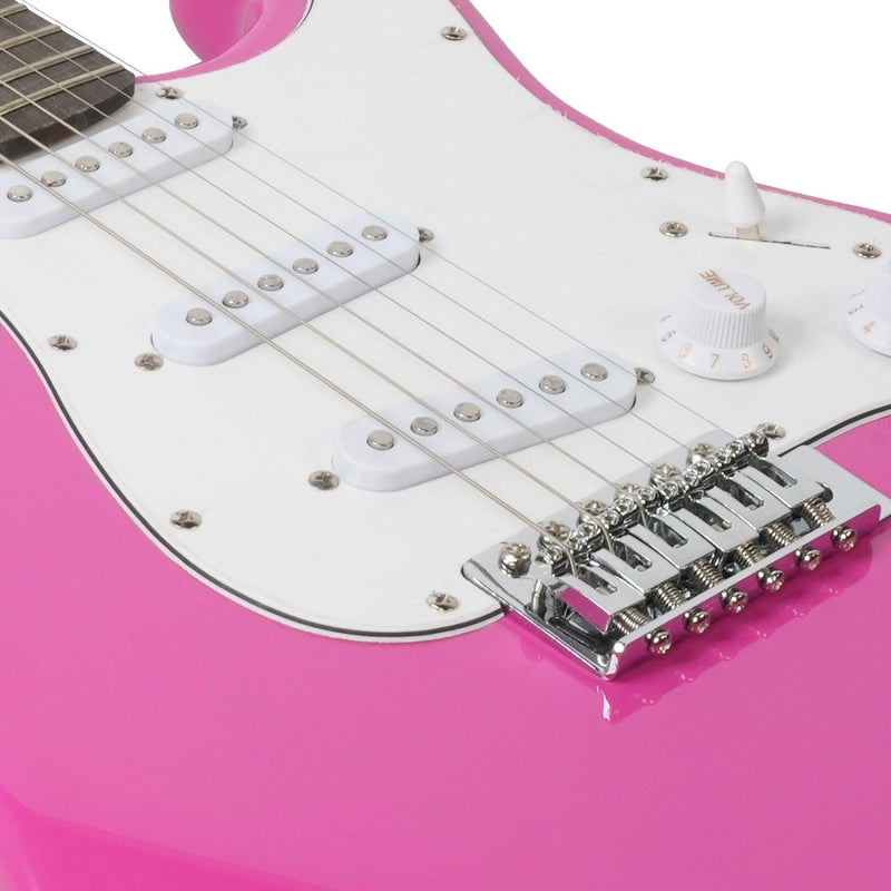 Entry Level Electric Guitar Set, 39.5" Teenage Electric Guitar w/ 10W Amplifier, Carrier Bag, Tuner, Strings, Picks, Cable, Pink