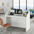 46.5" Reception Desk, Modern Front Desk Counter Table with Open Shelves