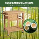 Bamboo Kitchen Trolley Cart with Tower Rack and Drawers by LJGDeals