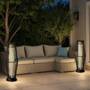 2 Piece Solar Powered Lantern Wicker Solar Patio Lamp by JHY DESIGN
