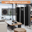 6-Panel Room Divider Folding Privacy Screen with Steel Support Base-Black