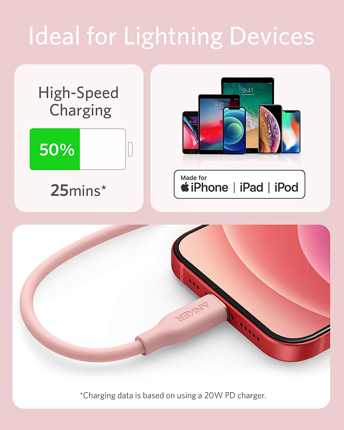 Anker <b>641</b> USB-C to Lightning Cable (Flow, 3 ft Silicone), photo 18 of 43