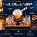Coastguard Gift Whiskey & Wine Decanter Set & 4 Liquor Glasses
