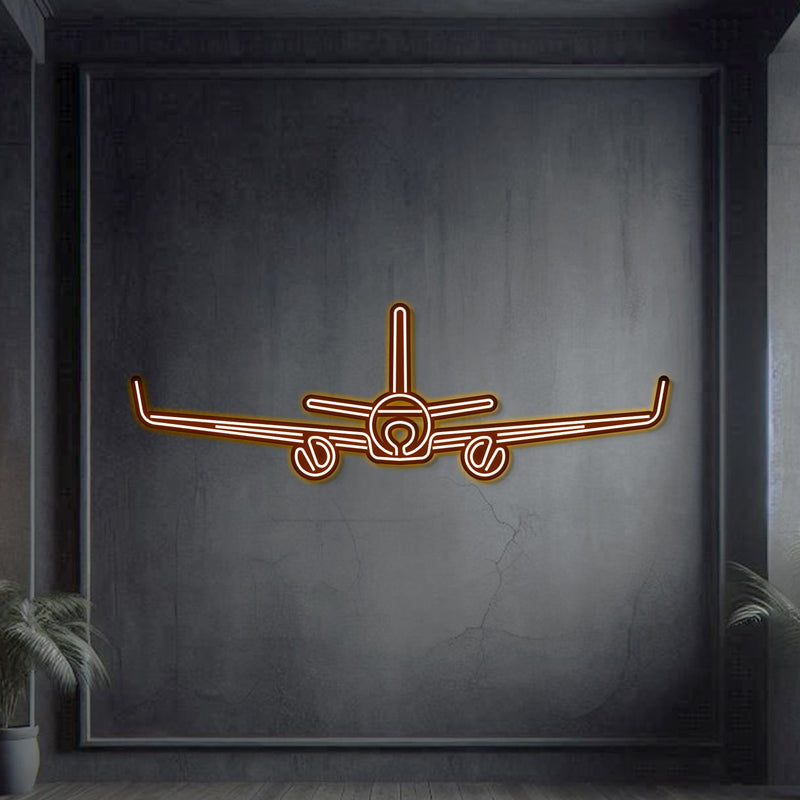 A320 Neo Front Metal Neon Aircraft Wall Art - NCN0008