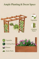 Raised Wooden Planter Box with Tall Trellis for Climbing Plants by 2Dropme
