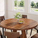 Round Dining Table for 4, 47" Wooden Kitchen Table Farmhouse Dinner Table