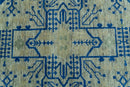 Blue And Beige Modern Design Hand Knotted Custom Made Wool Area Rug