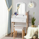 Vanity Table Set with Cushioned Stool and Large Mirror by LJGDeals