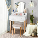 Makeup Vanity Set with 6 Drawers and Unique Shape Mirror by LJGDeals