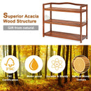 2-Tier Acacia Wood Shoe Rack with 4 Side Metal Hooks by LJGDeals