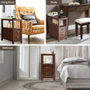 Set of 2 End Table Wooden with 2 Drawer & Shelf Bedside Table by LJGDeals