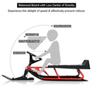 Kids Snow Sled with Steering Wheel and Double Brakes Pull Rope by LJGDeals