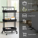 3-Tier Utility Cart Storage Rolling Cart with Casters